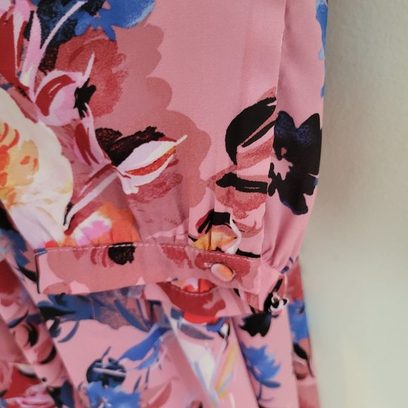 Torrid 1 Blush Pink Floral Georgette Midi Dress Keyhole Neck A Line 1X - Picture 8 of 11